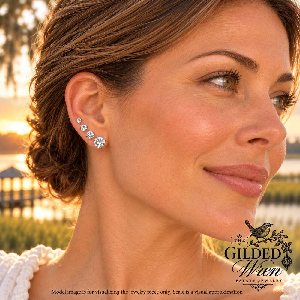 Rachel Ashwell 925 Silver CZ Stud Earrings 4 Pair Set 4-7mm Boxed